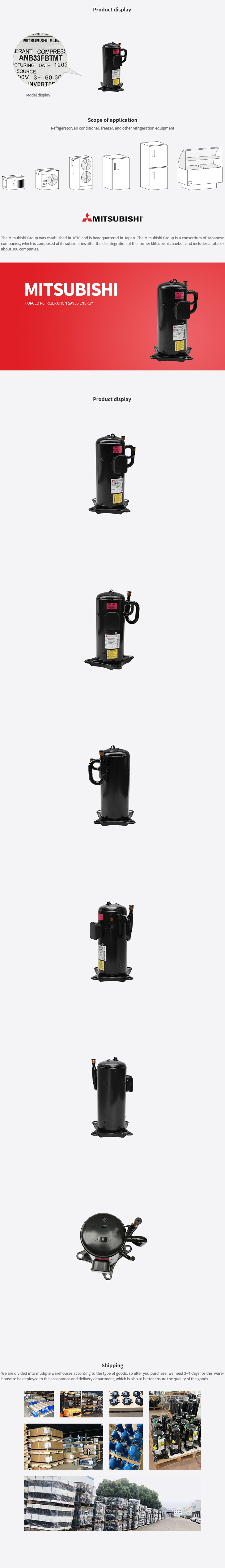 Mitsubishi Compressor ANB33FBTMT, technical parameters pdf, structure diagram